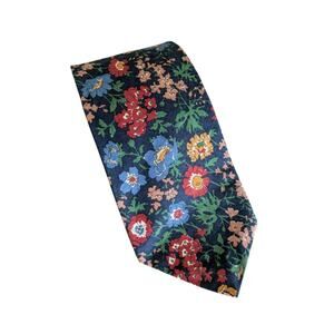 Liberty of London Archival Design 100% Silk Floral Blue Multicolor Tie Vintage